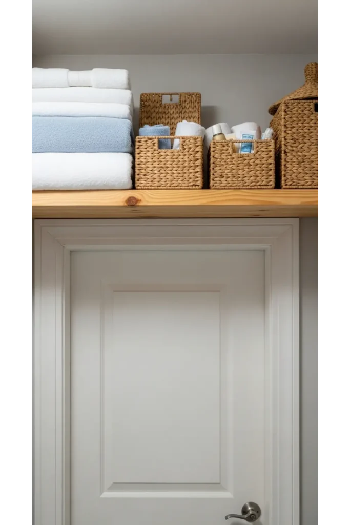 24 Tiny Bathroom Organization Tips For Clutter Free 15 Shelf Above the Door