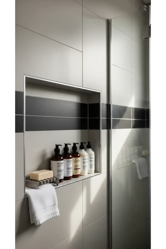 23 Tiny Bathroom Storage Ideas to Maximize Space 9 Shower Niche Storage