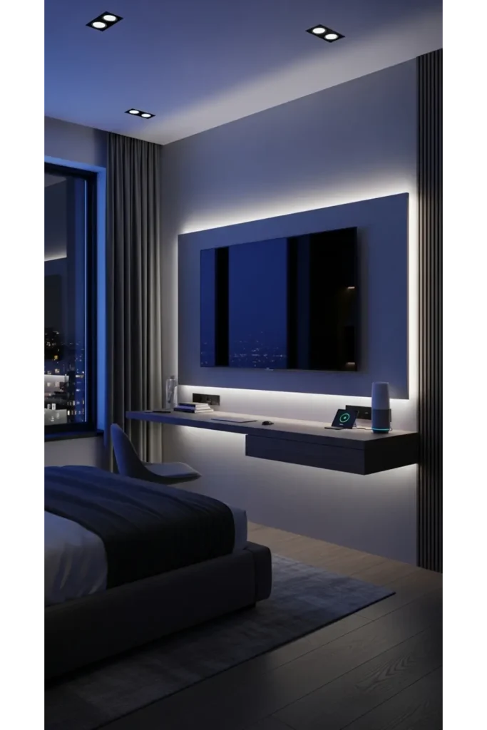 23 male bedroom ideas for a Stylish Upgrade 6 Smart Tech Bedroom