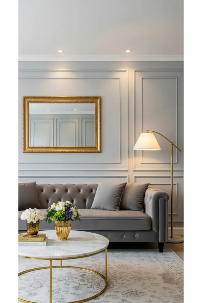 Soft Gray and Gold Contrast