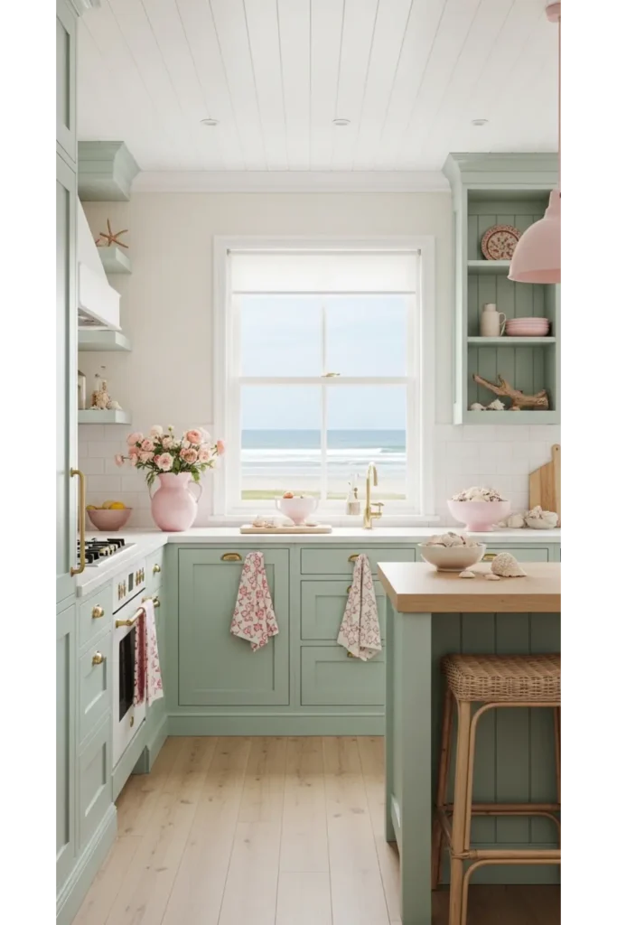 21 Coastal Kitchen Ideas to Make Your Home Feel Beachy 13 Soft Pastel Coastal Kitchen Palette