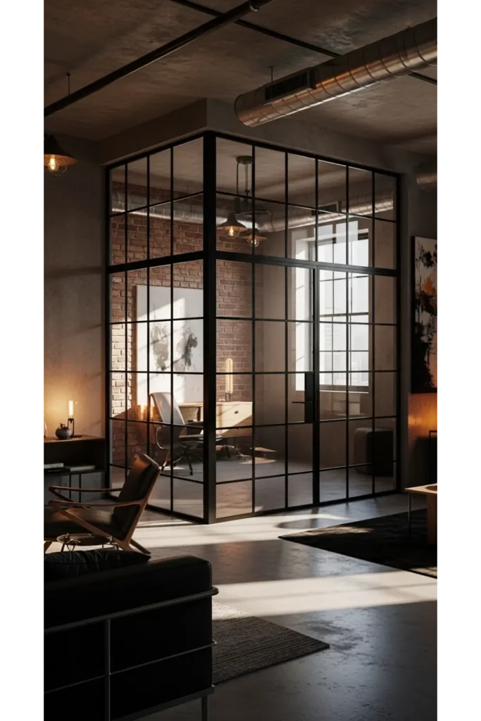 Steel Frame Glass Room Divider