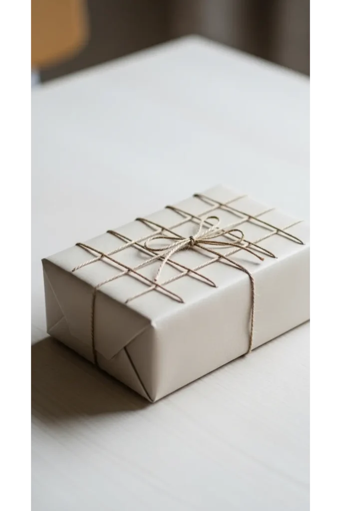 23 Minimalist Gift Wrapping Ideas Chic & Budget 20 String Grid Wrap Style