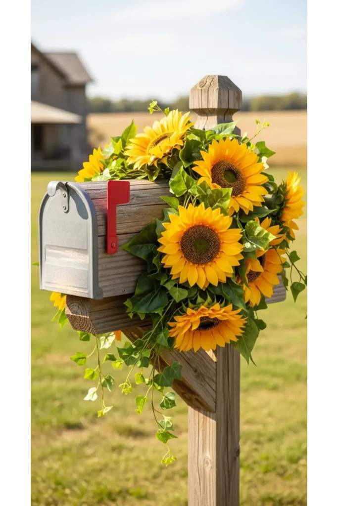 Fall Mailbox Decor Ideas For Cozy Curb Appeal 23 3 Sunflower Harvest Garland
