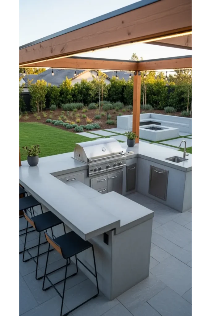  U Shaped Concrete Outdoor Cooking Area
