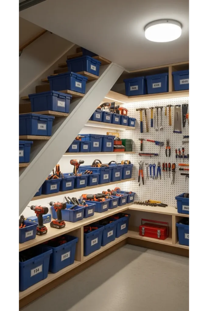 Under Stair Garage Shelving
