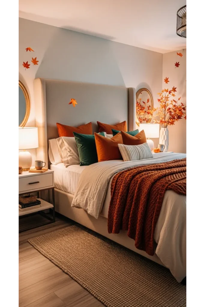 21+ Fall Bedroom Decor Ideas for Instant Warmth 12 Upholstered Headboard Upgrade