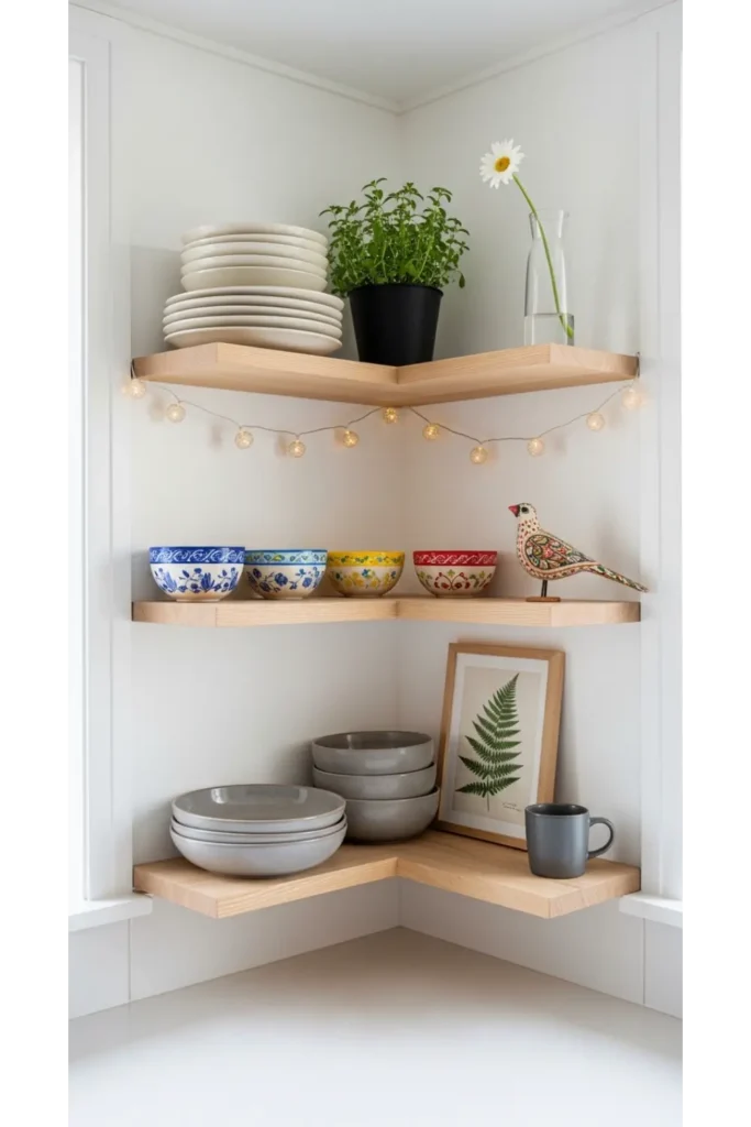 23 Small Kitchen Organization Ideas to Save Space 9 Use Corner Shelves Wisely