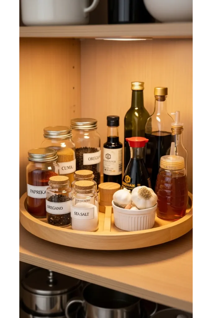 23 Small Kitchen Organization Ideas to Save Space 20 Use Lazy Susans