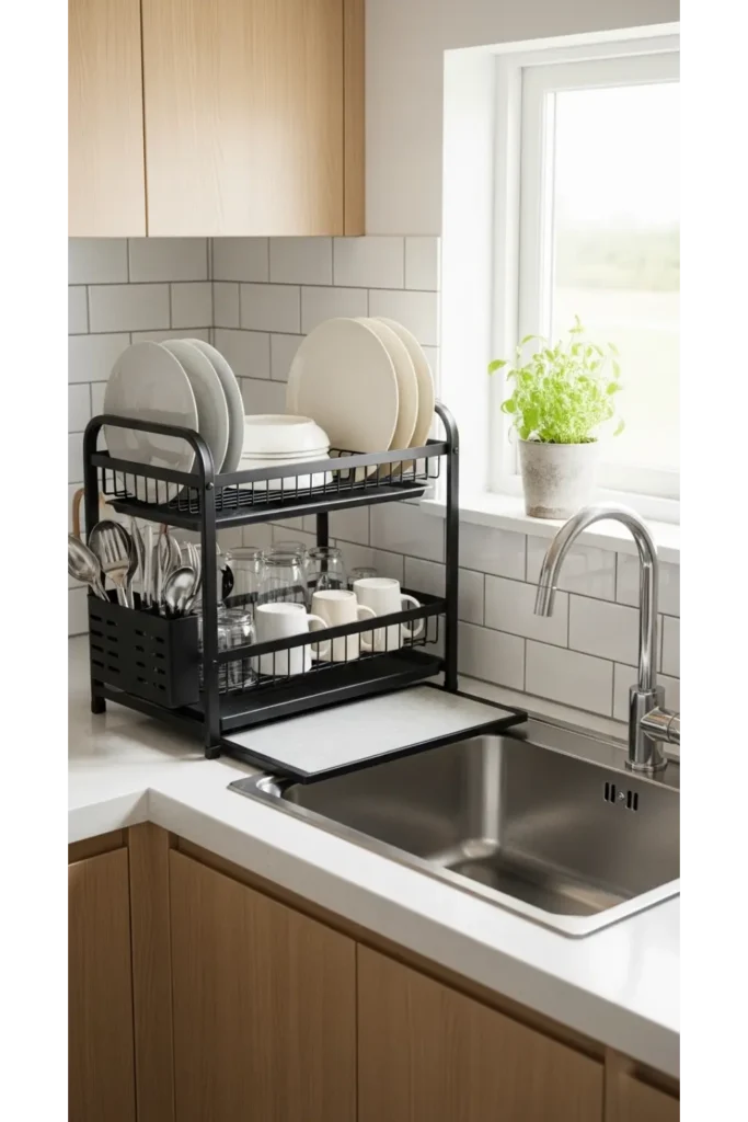 23 Small Kitchen Organization Ideas to Save Space 22 Use Stackable Dish Racks