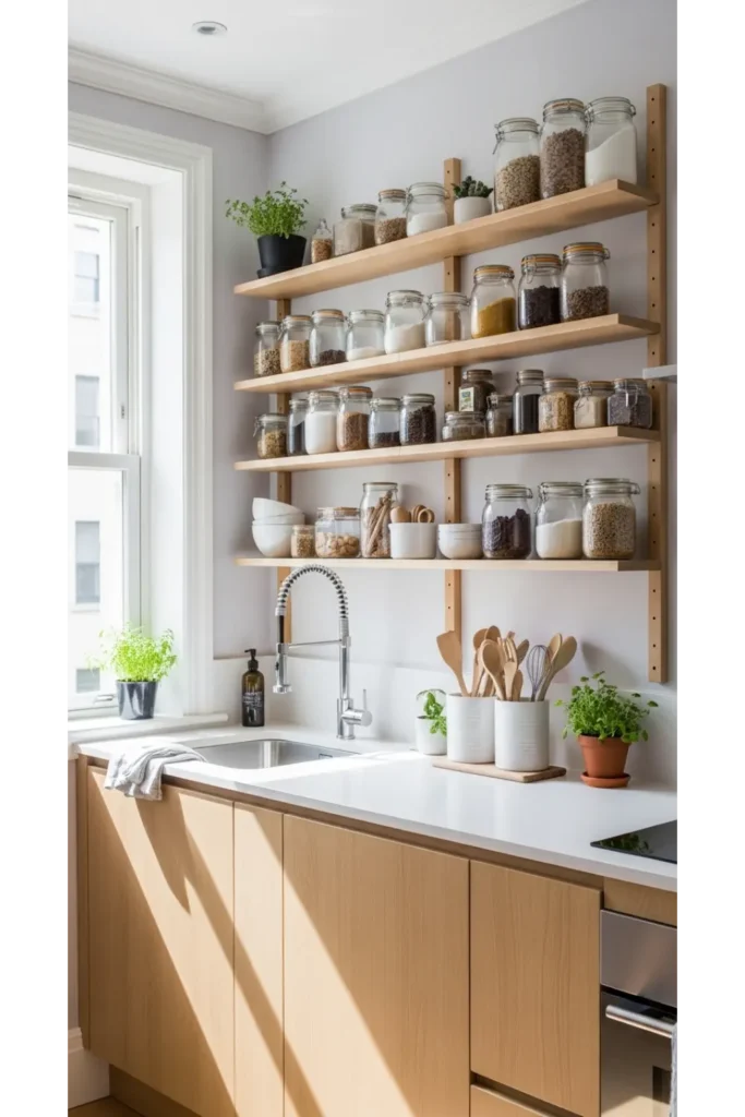 23 Small Kitchen Organization Ideas to Save Space 2 Use Vertical Wall Space for Storage
