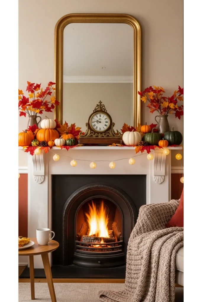 Vintage Clock Autumn Mantel