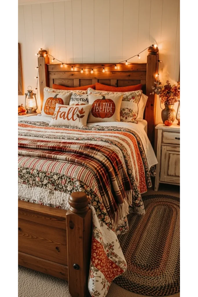 23 farmhouse fall decor ideas for cozy homes 7 Warm Bedroom With Autumn Layers