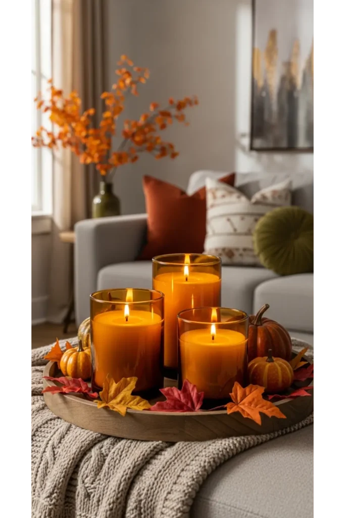 Modern Fall Decor: 23 Easy Ideas for a Cozy Home 4 Warm Candle Corner