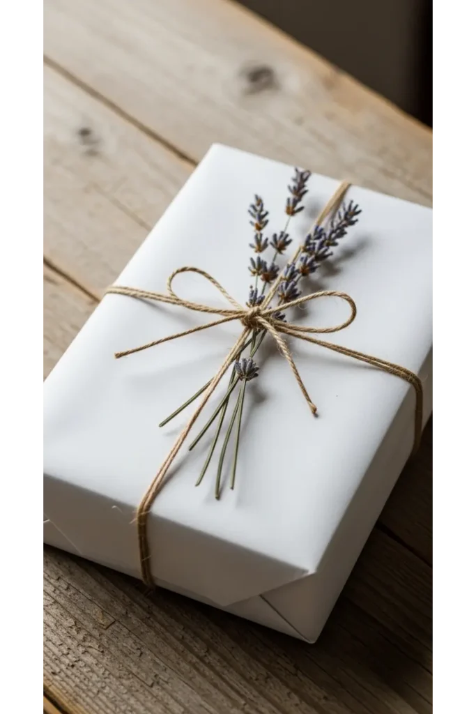 23 Minimalist Gift Wrapping Ideas Chic & Budget 3 White Paper with Dried Flowers