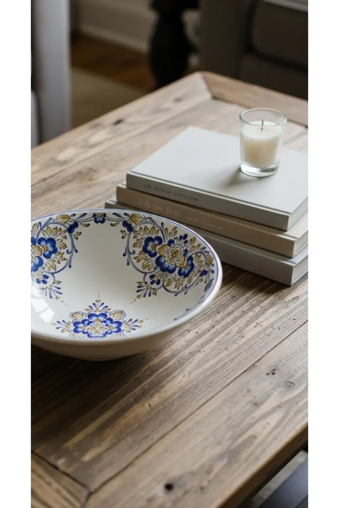 White and Wood Coffee Table Styling