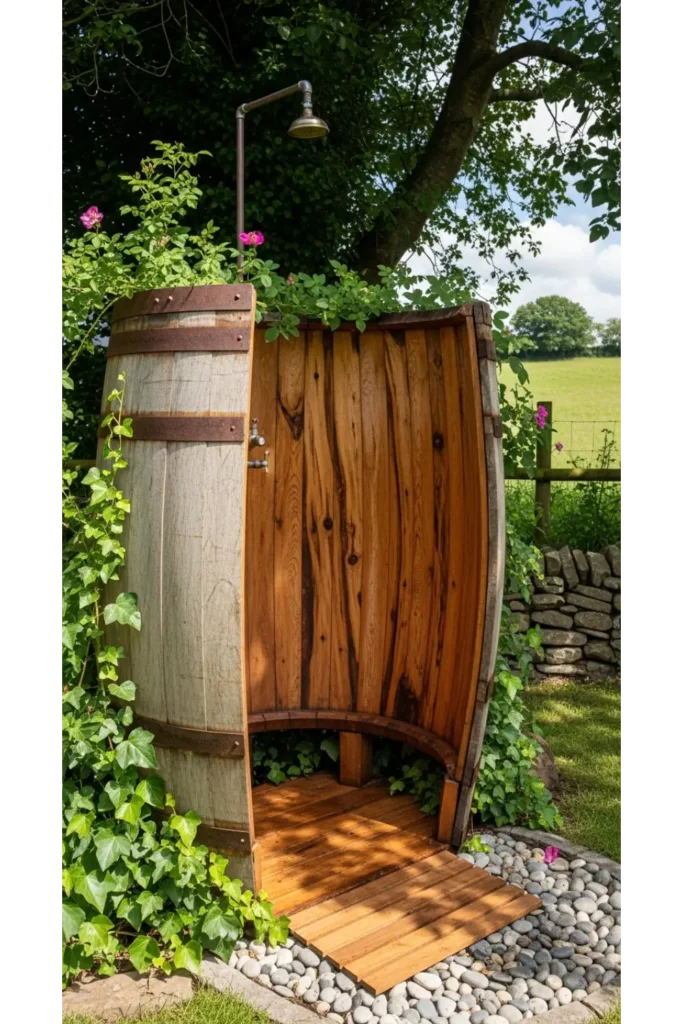 Wooden Barrel Shower