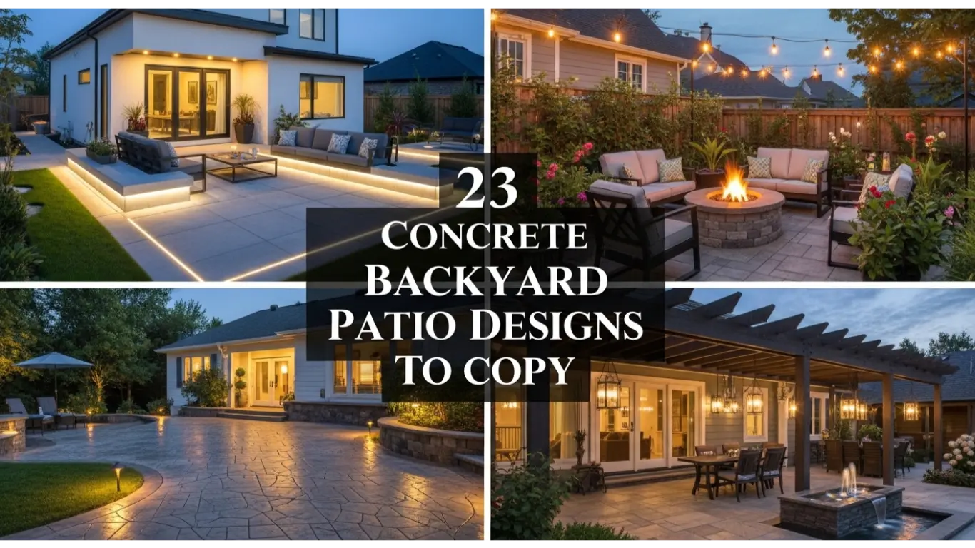 23 Concrete Backyard Patio Designs To Copy 1 concrete backyard patio designs