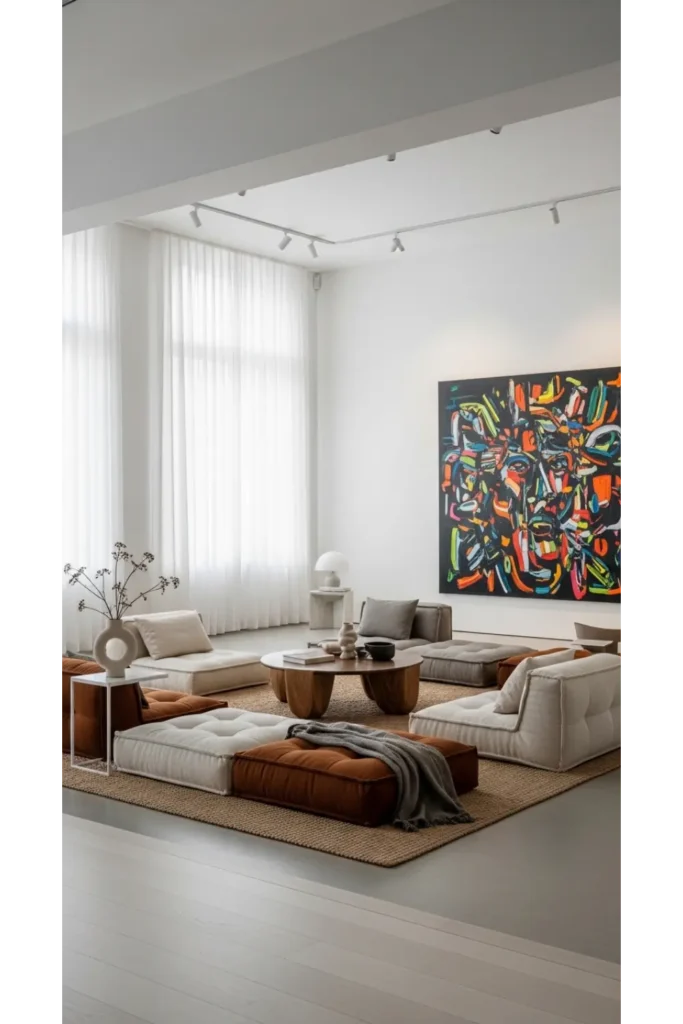 Aesthetic Living Room Decor Without Sofa Ideas 23 16 Art Focused Sitting Space