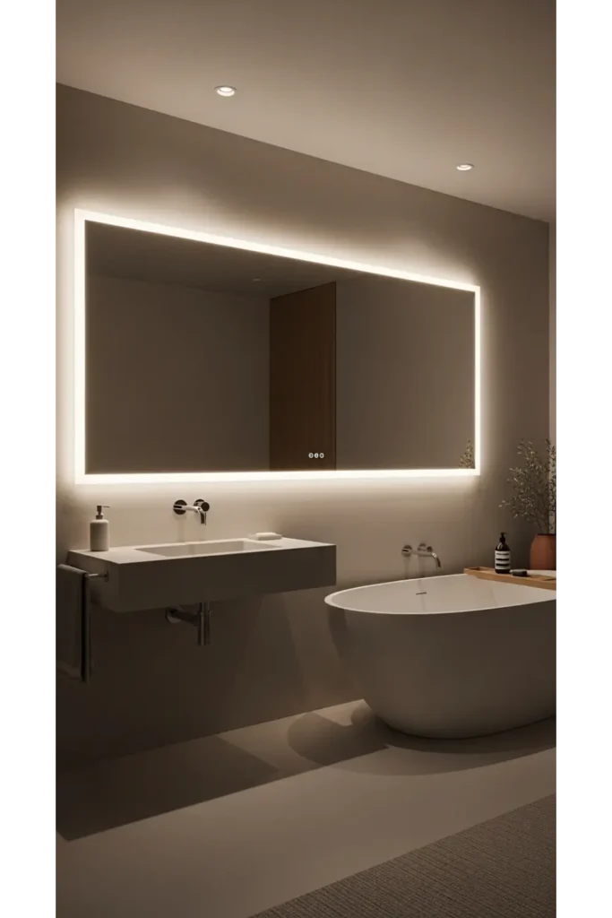 30 Magical Bathroom Ideas to Save Today 10 Backlit Mirror Elegance