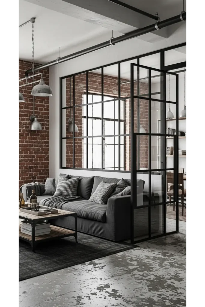 Living Room Partition Glass Design Interiors 23 Ideas 3 Black Frame Glass Partition