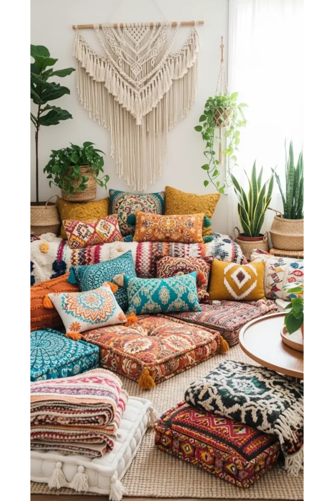 Aesthetic Living Room Decor Without Sofa Ideas 23 4 Boho Cushion Haven