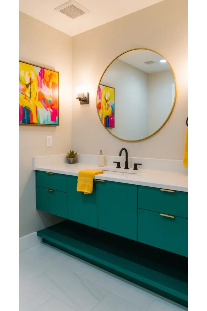 30 Magical Bathroom Ideas to Save Today 21 Bold Color Pop