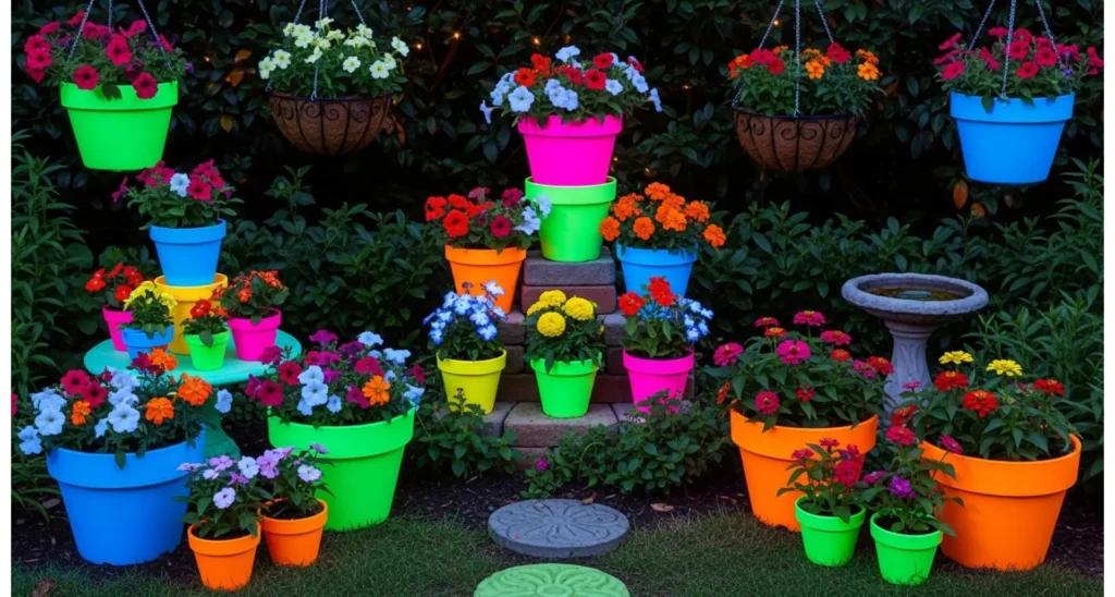 Bright Color Pop Painted Flower Pots