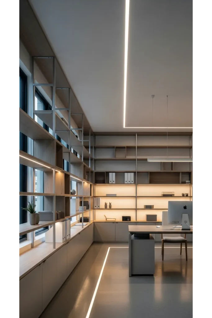 Built In Office with LED Lighting