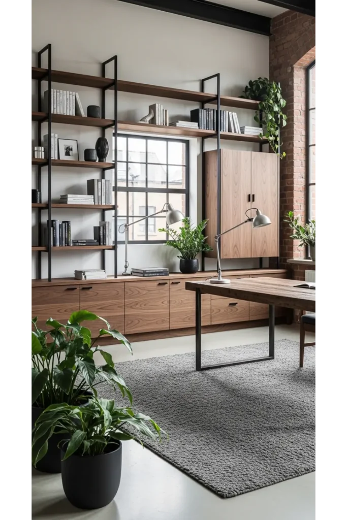 Built In Office with Mixed Materials