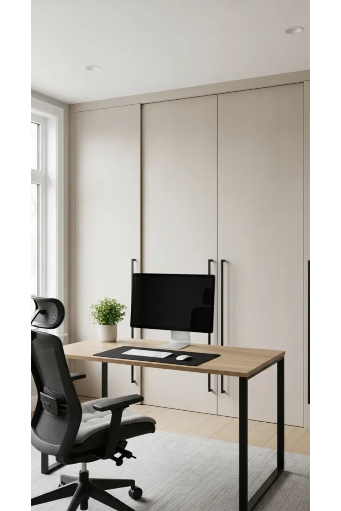 Built In Office with Sliding Doors