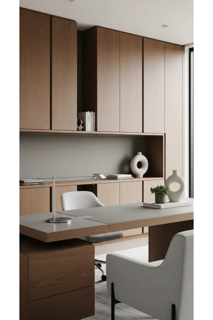 Built In Office with Vertical Panels