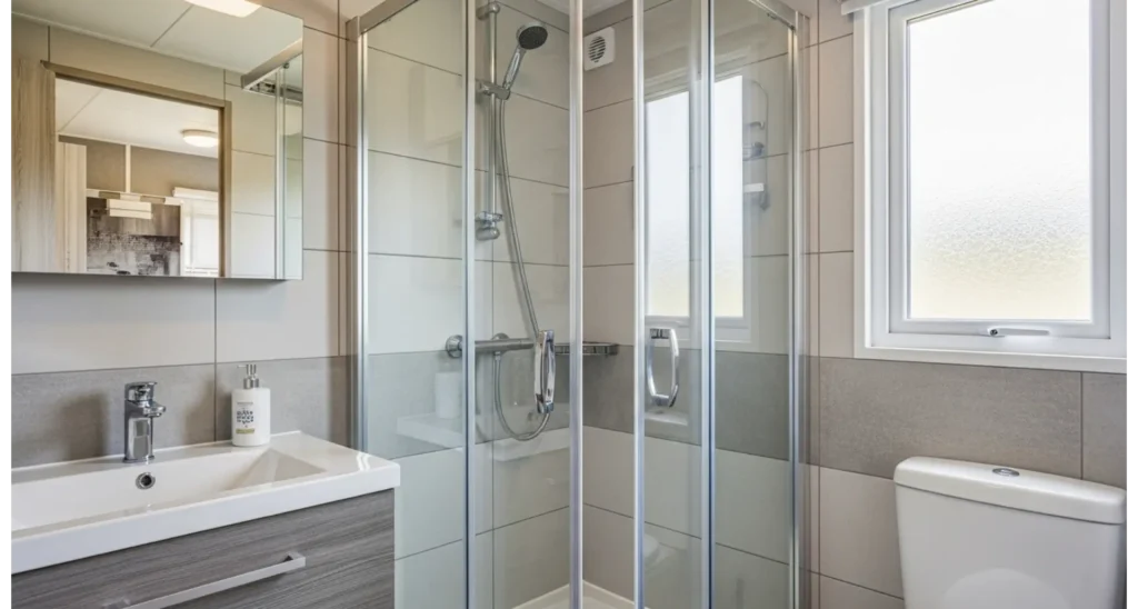 23 Singlewide Mobile Home Ideas That Save Space 18 Clear Partition Shower Design