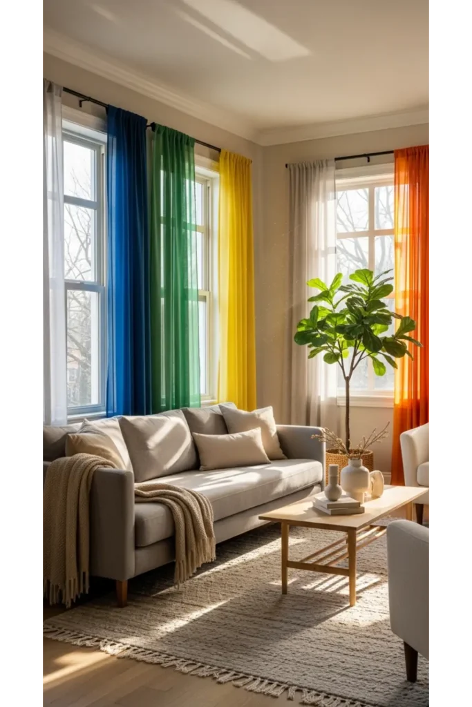 Colorful Curtains that Frame the Space