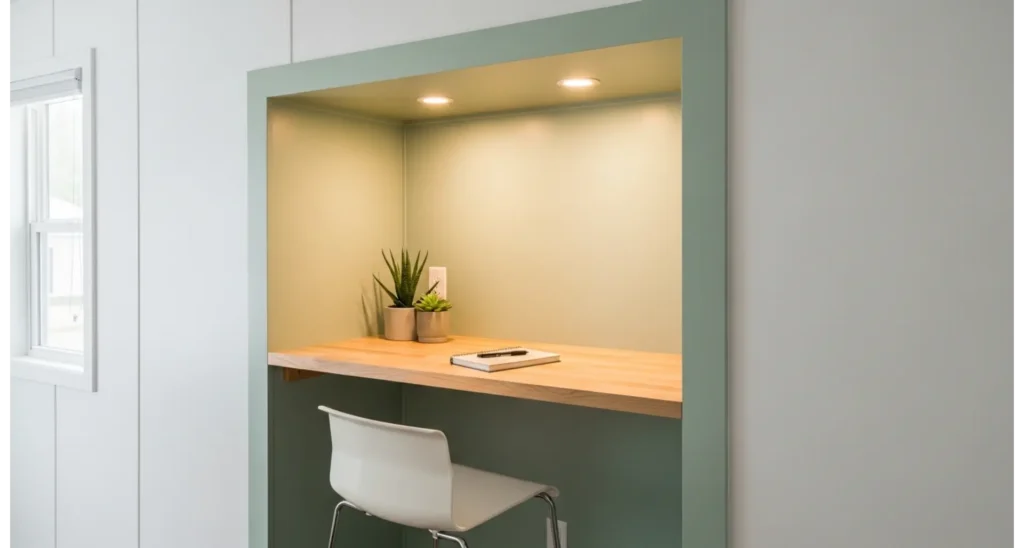 23 Singlewide Mobile Home Ideas That Save Space 9 Compact Wall Nook Workspace