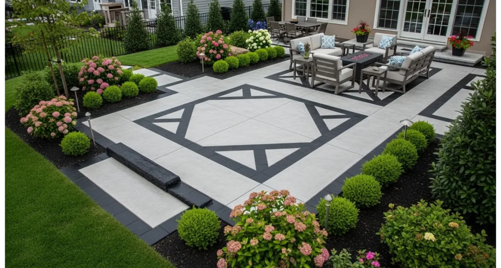 Back Patio Ideas Concrete: 23 Stylish Upgrades 6 Concrete Patio With Border Inlays