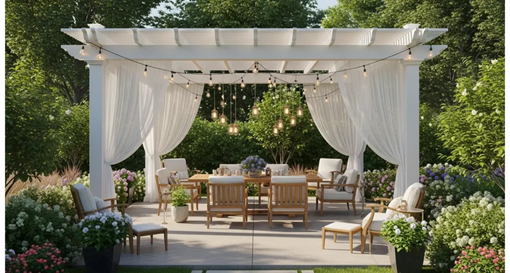 Back Patio Ideas Concrete: 23 Stylish Upgrades 4 Concrete Patio With Pergola Shade