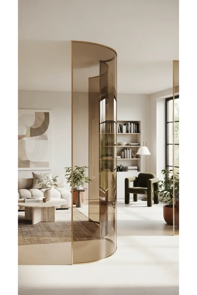 Living Room Partition Glass Design Interiors 23 Ideas 8 Curved Glass Divider