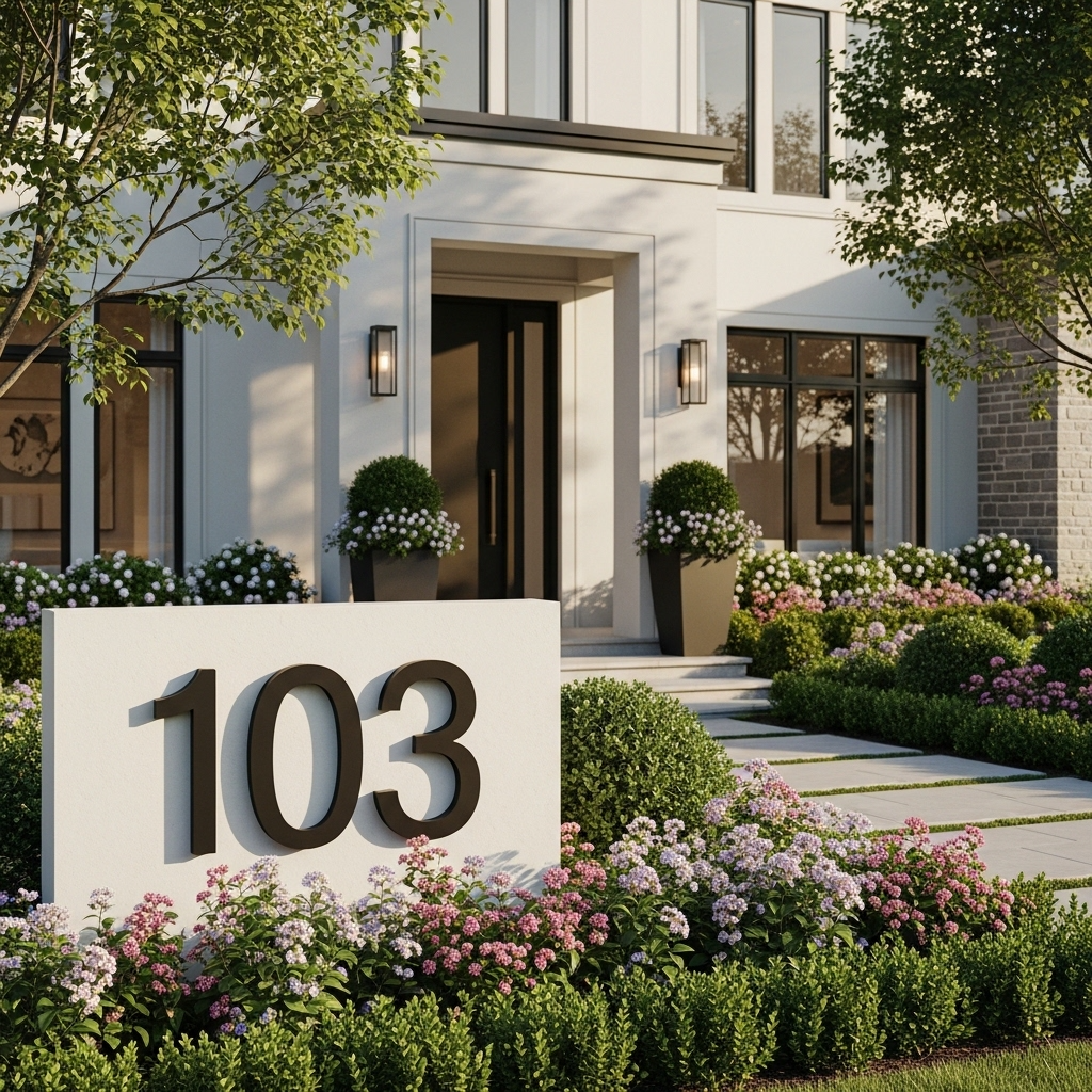 Decorative House Numbers with Plant Framing