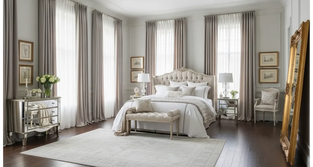 Neo-classical master bedroom ideas: 23 Luxe Tips 7 Floor-Length Drapes for Height and Softness