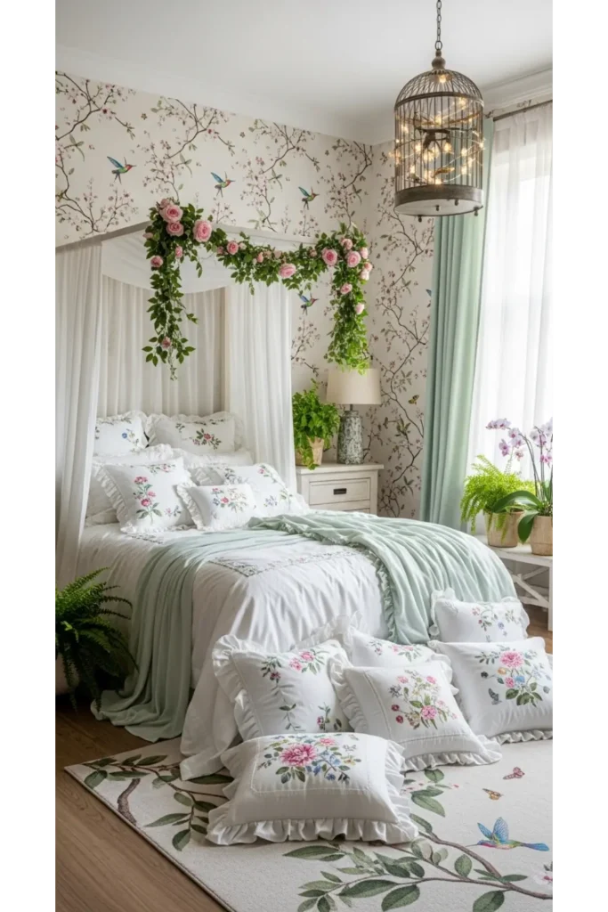 18+ Enchanting Princess Bedroom Ideas for Kids 7 Floral Garden Theme