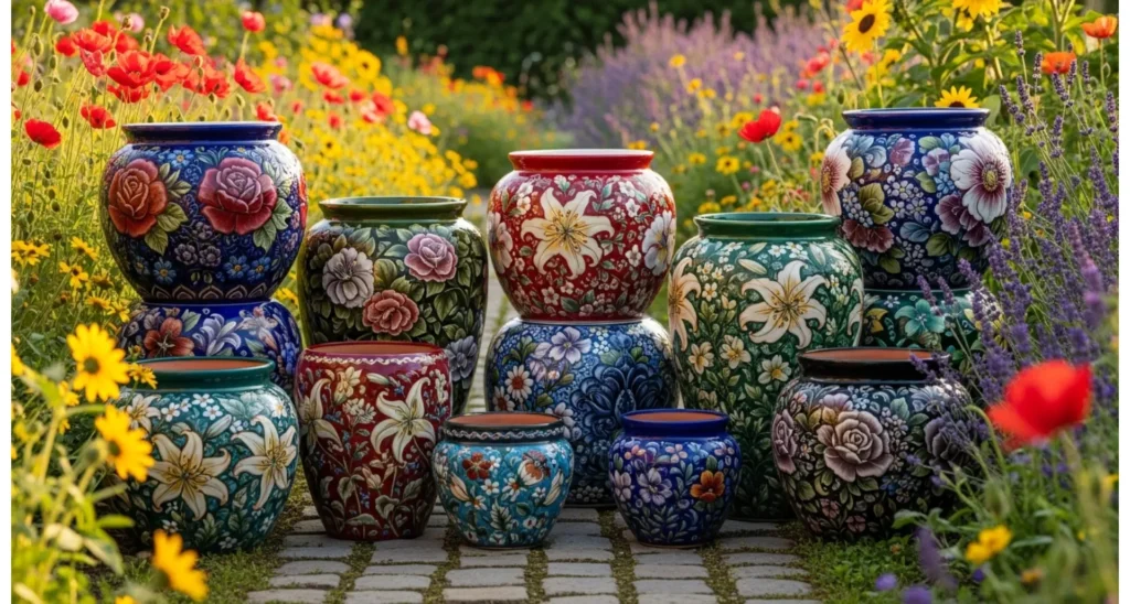 Floral Hand-Painted Flower Pots