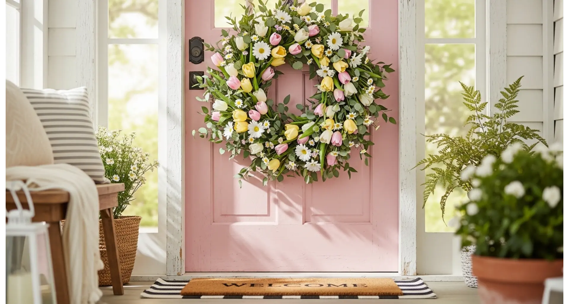 Spring Door Ideas for Fresh Home Style 23 2 Floral Wreath Spring Door Style