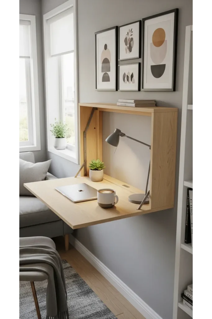 25 Modern Apartment Decor Ideas for Stylish Small Spaces 18 Foldable Workstation