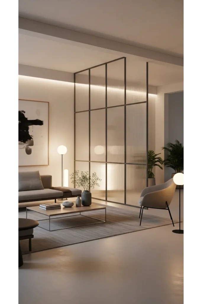 Living Room Partition Glass Design Interiors 23 Ideas 2 Frosted Glass Elegance