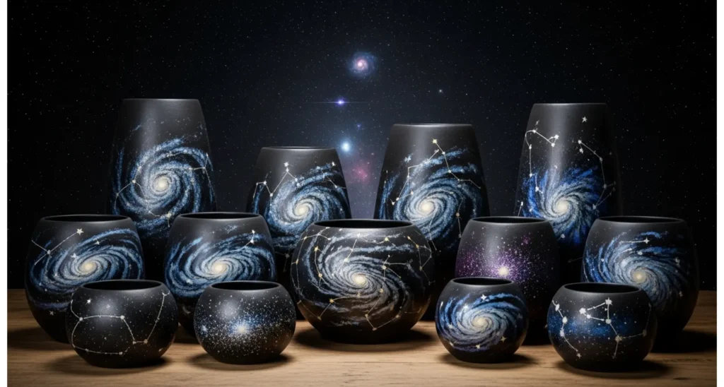 Galaxy Theme Painted Flower Pots