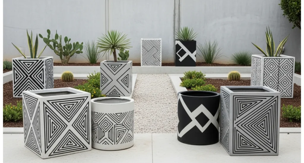  Geometric Pattern Painted Flower Pots