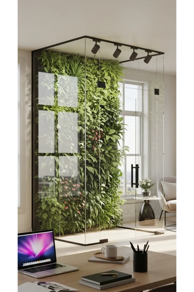 Living Room Partition Glass Design Interiors 23 Ideas 21 Glass Divider with Plants