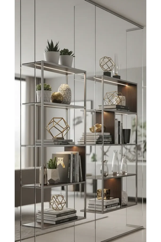 Living Room Partition Glass Design Interiors 23 Ideas 10 Glass Partition with Shelves