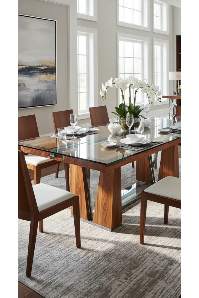 Luxury Dinning Table Ideas For Elegant Homes 23 19 Glass and Wood Fusion Table